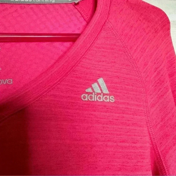Adidas Supernova Shirt V-Neck Long Sleeved Pink &  Black Size Small - Picture 5 of 16